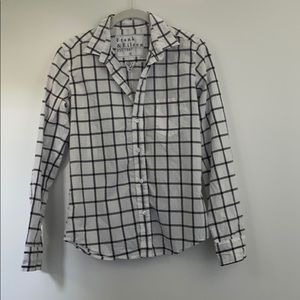 Frank and Eileen Cotton white/black check blouse